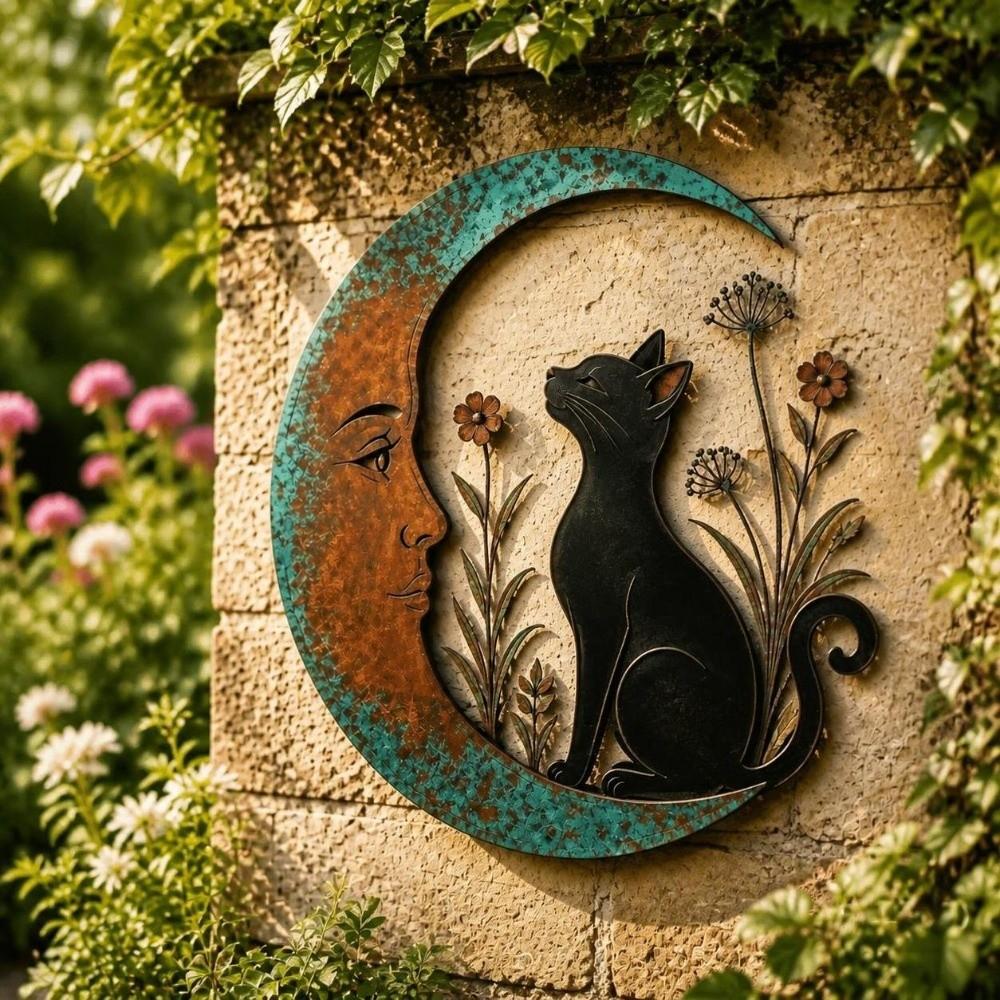 Garden Decor Dragonfly Bee Wall Art 3D Round Celestial Wall Sign Outdoor Accent  Patio Decor
