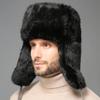 Men Trapper Hat Winter Russian Ushanka Hat with Faux Rabbit Fur Earflap Hat Windproof for Hunting Skiing