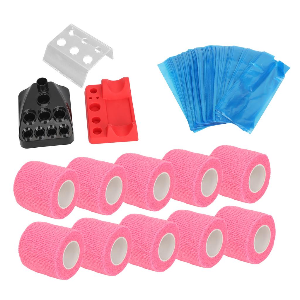 10pcs Tattoo Pen Elastic Bandage 200pcs Blue Tattoo Machine Pen Covers 3pcs Tattoo Ink Cup Holder
