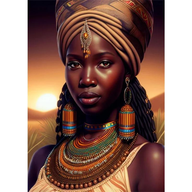 Beautiful African Woman Posters and Prints Canvas Painting Portrait Wall Art Pictures for Living Room Home Decoration No Frame