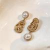 Silver Needle Asymmetrical Pearl & Diamond Water Drop Studs - European & American Style Fashion Earrings