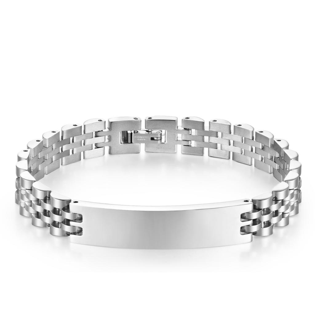 10mm Removable Stainless Steel Five-bead Strap Bracelet, Titanium Steel Non-fading Lettering Couple Curved Bracelet