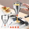 600/1200ML Oil Bucket with Holder Stainless Steel Funnel Dispenser Cupcake Pancake Batter Octopus Ball Kitchen Baking Tool