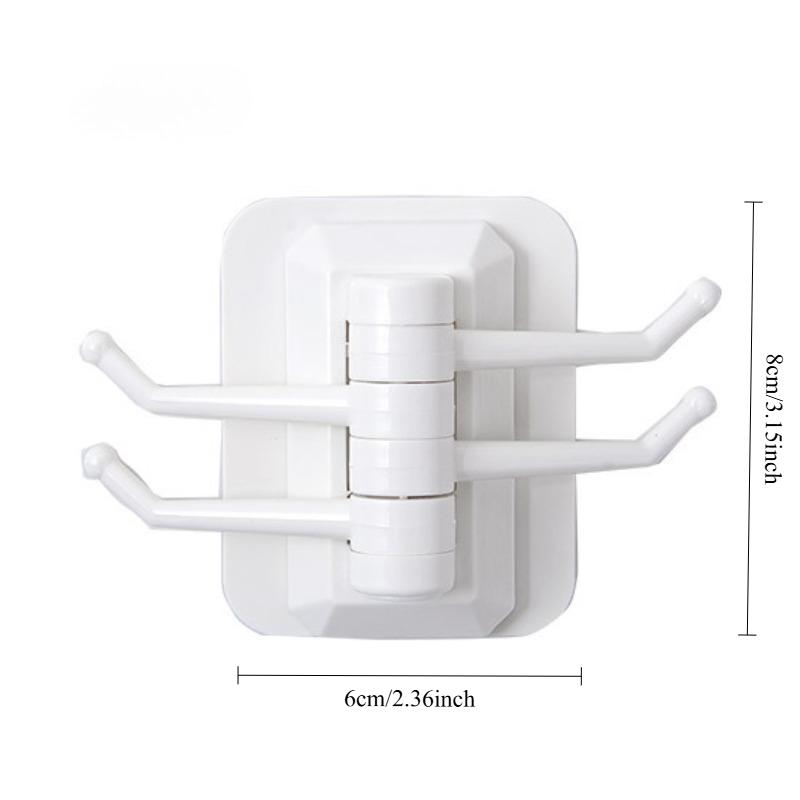 3pcs Multi Purpose Rotary Hook Strong Adhesive Towel Rack Bathroom Wall Shelf