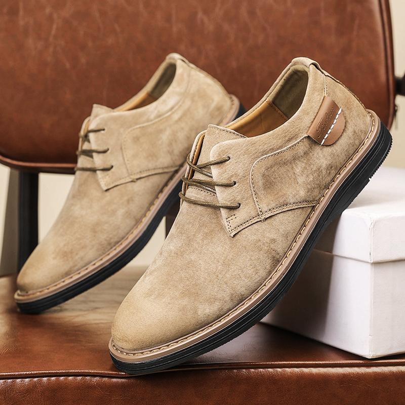 Zapatos Oxford clásicos de cuero genuino para hombres, zapatos planos, zapatos casuales de cuero de ante cómodos, mocasines, zapatos de negocios para hombre