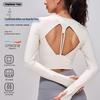 Haut de Yoga Longues Manches Transfrontalier pour Femmes avec Bonnets Fixes et Dos Creux