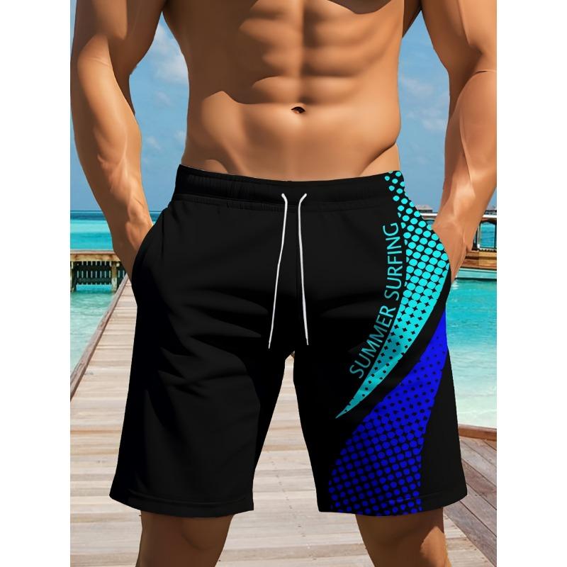Pantalones Cortos de Baño Casuales con Cordón Estampado de Moda para Hombre, Pantalones Cortos de Natación y Fitness de Verano para Hombre