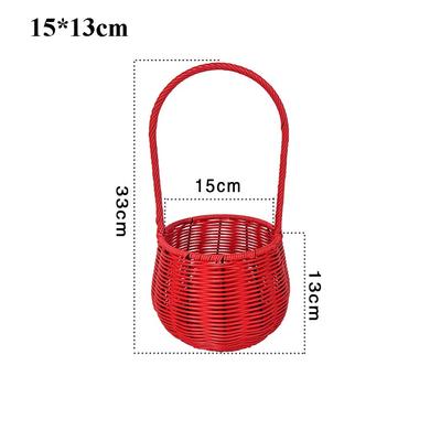 With Handle Imitation Rattan Storage Baskets Household Handwoven Handhold Weaving Basket 6 Styles Home Decoration Braid Basket