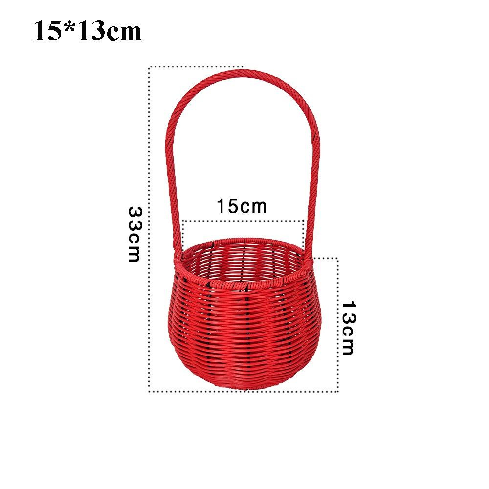 with Handle Imitation Rattan Storage Baskets Handwoven 6 Styles Handhold Weaving Basket Household Vegetable Fruit Flowers Basket