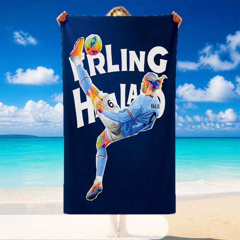 Quick Dry Beach Towel Erling Haaland Pattern, Lightweight Absorbent Towel for Pool Beach Vacation Use