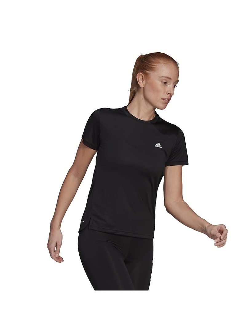 

Adidas Aero Lady Designed to Move Short Sleeve Size M 3-Stripes T-Shirt, Women s, Black/White (GL3788), (Japan Size)