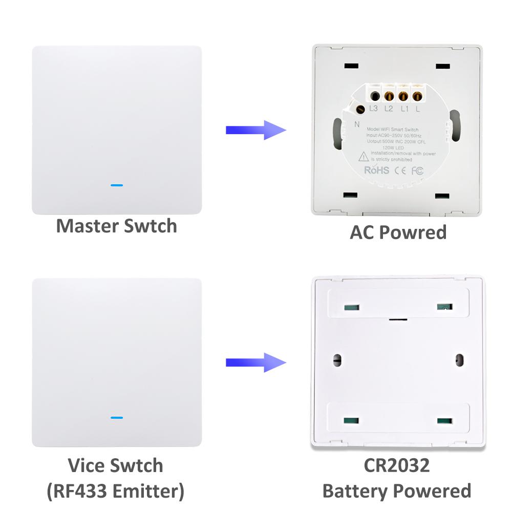 

2 3 Way RF 433 Пульт дистанционного управления настенный выключатель света 220 В Tuya Wi-Fi Стандарт Великобритании ЕС Smart Life Alexa Home Assistant 1 2 3