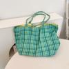 New Plaid Double-sided Dual-purpose Shoulder Bag Women's Fashion Simple Large-capacity Work Canvas Bag