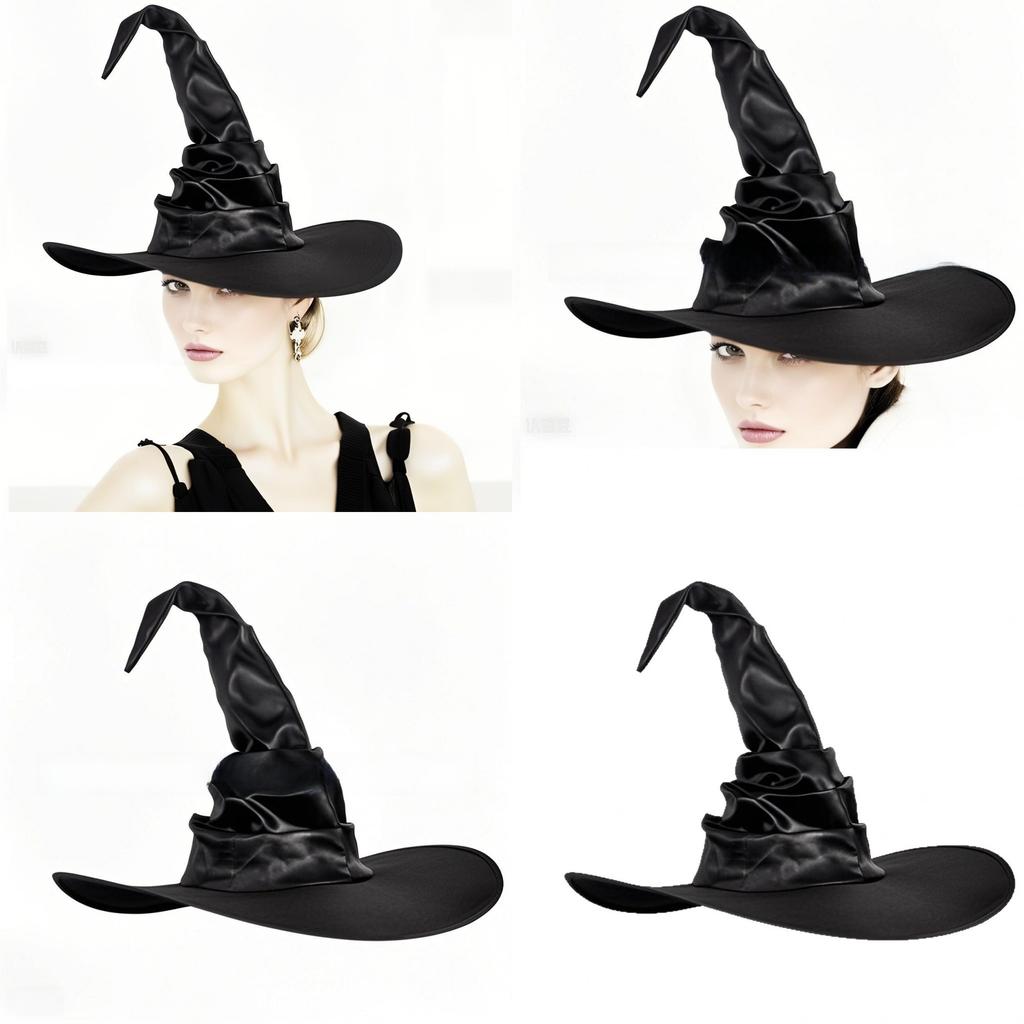 Halloween Gebogener Haken Hexenhut Kostümzubehör Mit Rüschen-Design Für Party Verkleidung