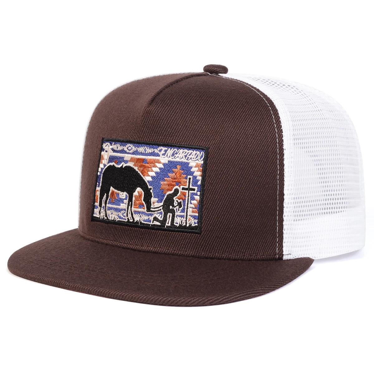 

Unisex Horse Cross Embroidery Hip-Hop Net Hats Spring Summer Outdoor Adjustable Casual Baseball Caps Sunscreen Hat Sports Cap