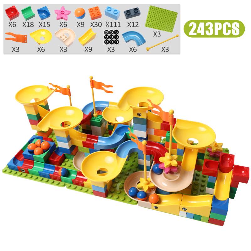 83-332PCS Mramorové závody Běh Cihly Velké Stavební Bloky Trychtýř Skluzavky Bloky DIY Cihly Hračky pro děti Dívky