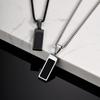 Black Acrylic Rectangular Pendant Necklace for Men,Waterproof Stainless Steel Vertical Necklace,Trendy Casual Jewelry Gift