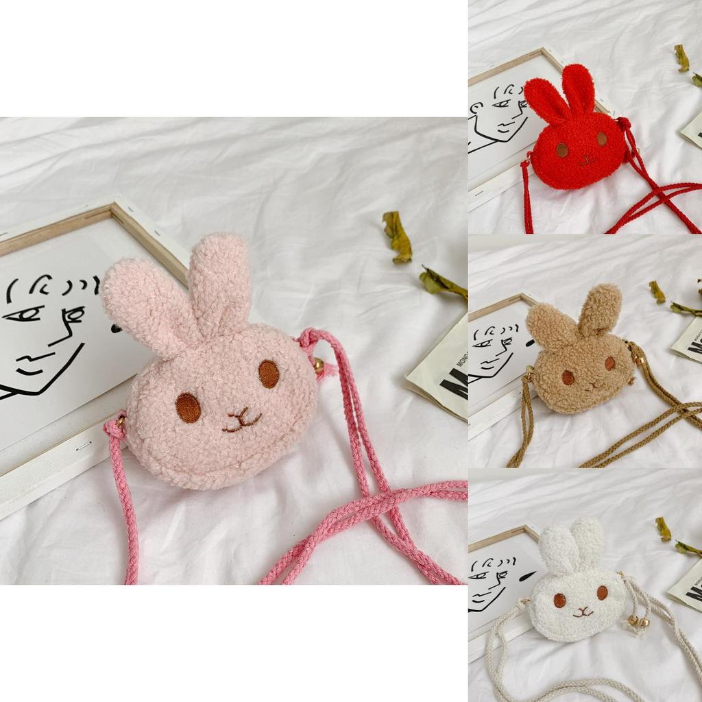 Cute Bunny Plush Shoulder Bag For Kids Cartoon Anime Rabbit Snack Bag