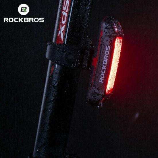 ROCKBROS Tail Light Waterproof Warning Smart USB Recharge Bike Rear Light NEW