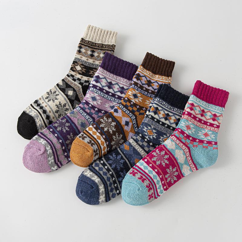 5/10 Pairs Comfortable Casual Autumn Winter Thickened Warm Rabbit Wool Socks Fashionable Versatile Short Vertical Stripe Towel Socks for Women