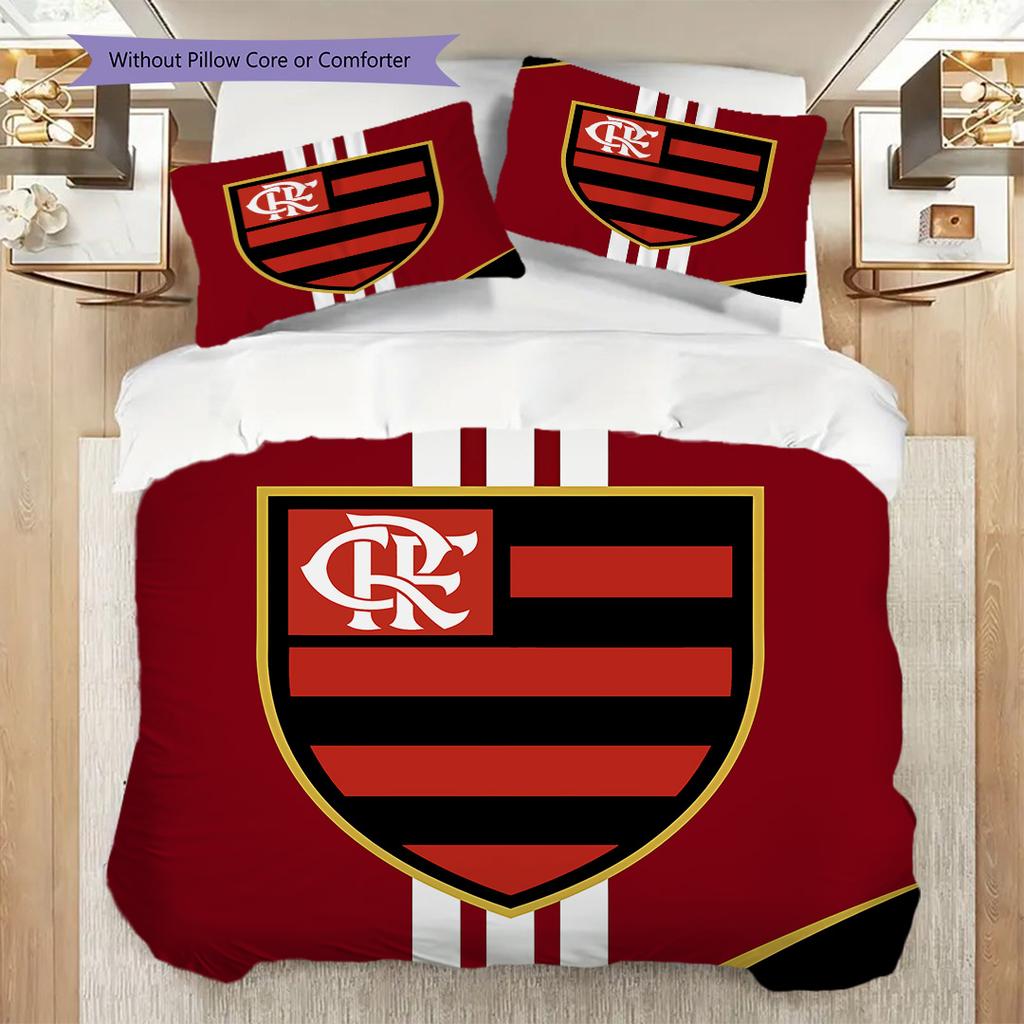 Flamengo logo Vzor Povlečení Přikrývka Sada Povlak na přikrývku Povlak na polštář Domácí dekorace Dárek k narozeninám (1 * povlak na peřinu + 2 * povlak na polštář, bez jádra)