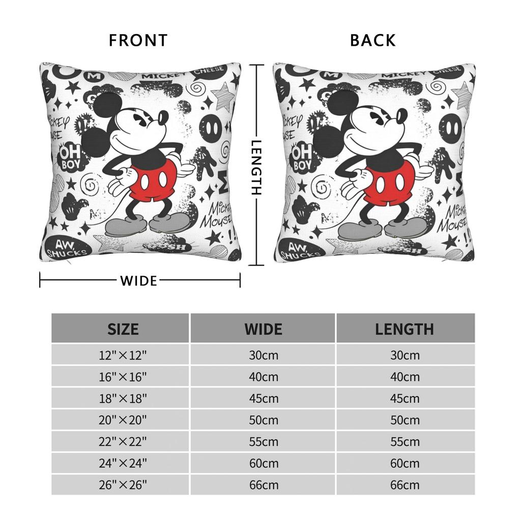 Retro Mickey Minnie Cartoon Square Pillow Cases Cushion Covers Funny Zipper Decorative Pillowcase for Home 40x40cm