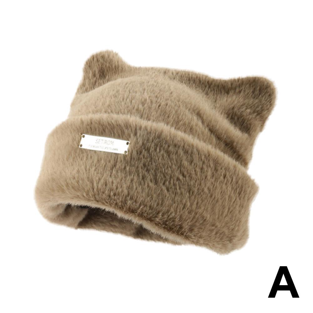 Women Men Balaclava Beanie Cat Ear Hat Hat Winter Women's Winter Fun Plush Winter Warm Accessor A7D0