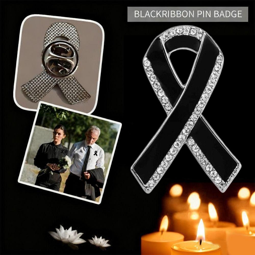 Black Memorial Black Badge Souvenir Memorial Pin Black Ribbon Brooch Pin For Funerals and Mourning