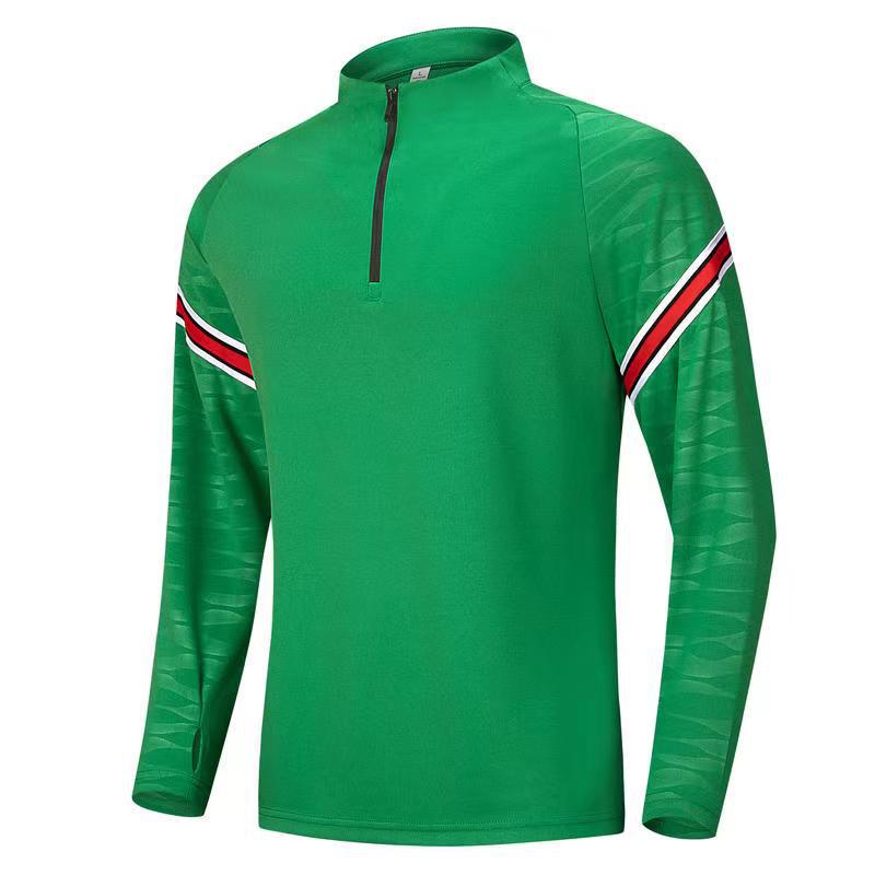 Half-Zip Contrast Stripe Sports Top with Half-Finger Sleeves