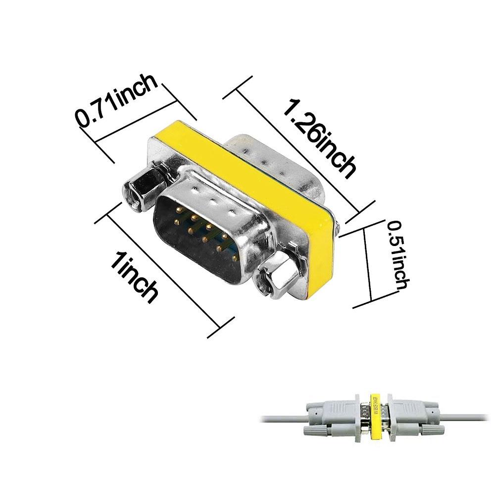 5x DB9 D-SUB 9 Pin RS232 Serial Male to Male Mini Gender Changer Coupler Adapter