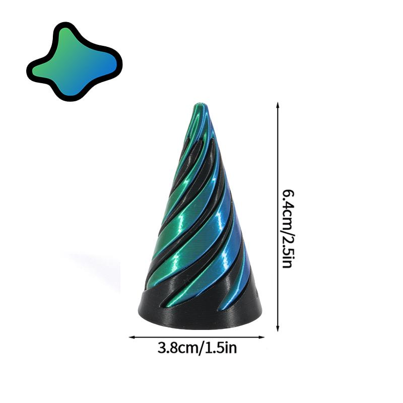 3d Printed Toys Desk Accessories Three-dimensional Pyramid Printed Spiral Cone Helix Screw Rotating Stress Relieving Spiral Cone