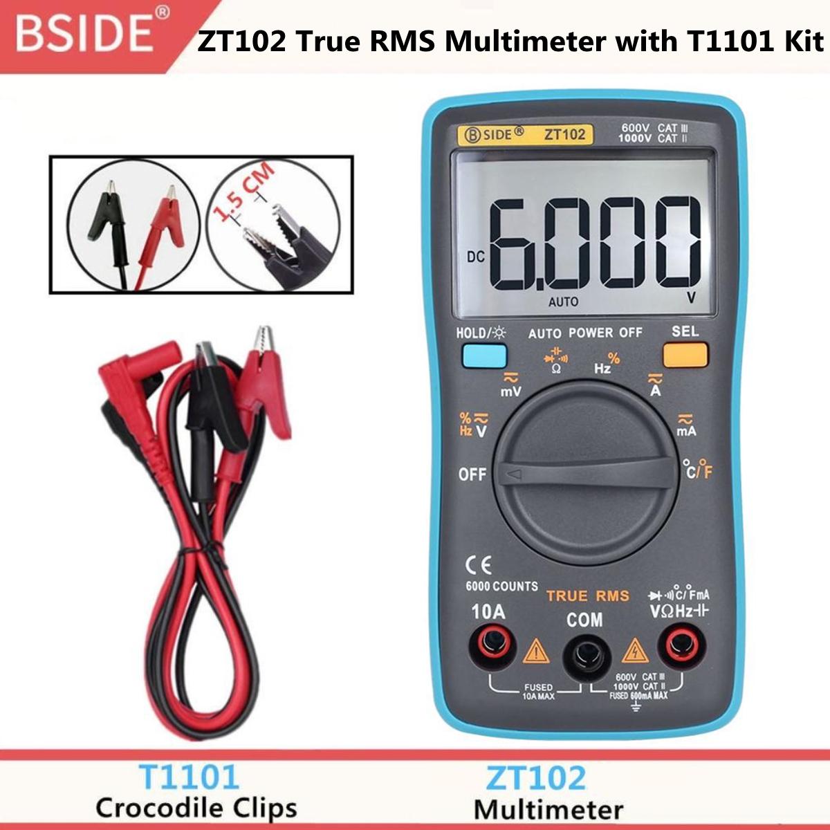 

Zt102 Ture Rms Цифровий мультиметр AC/DC Напруга Струм Температура Ом Частота Опір діода Тестер ємності ZT102