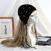 Hollow Out Knit Cap Beanies Ethnic Style Hat Fashion Hollow Pearl Tassels Knitted Hat  Girls