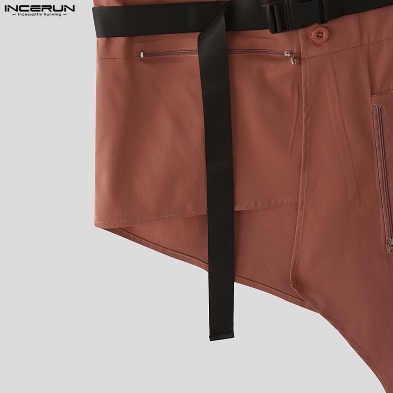 INCERUN Men Sleeveless Buttons Irregular Tops and Long Loose Pants Outfits Sets