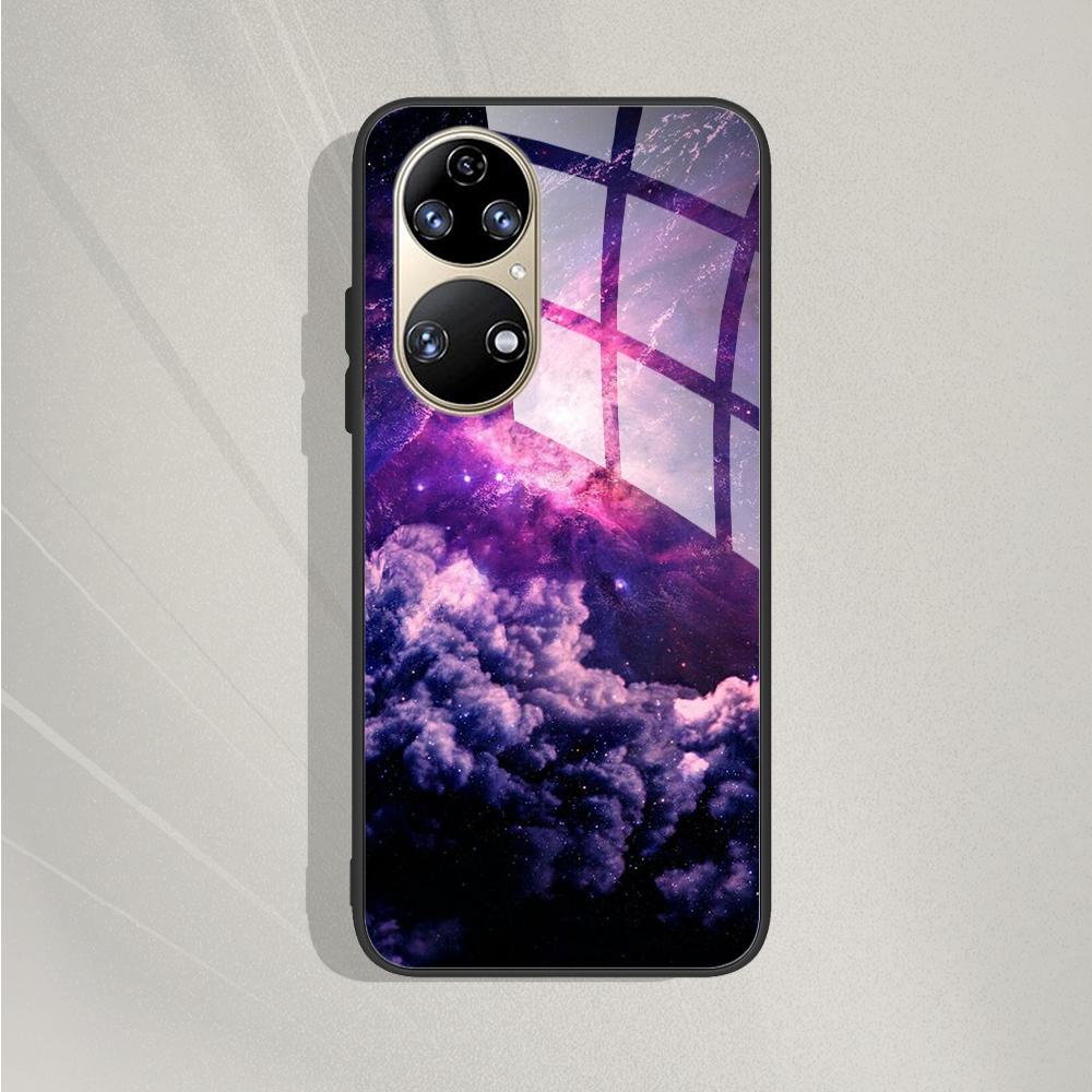 Pro Huawei P50 Pro Pouzdro P50E P 50 Luxusní tvrzené sklo Kryt telefonu Pro Huawei P50 Zadní kryt Módní ochranné TPU Coque P50Pro