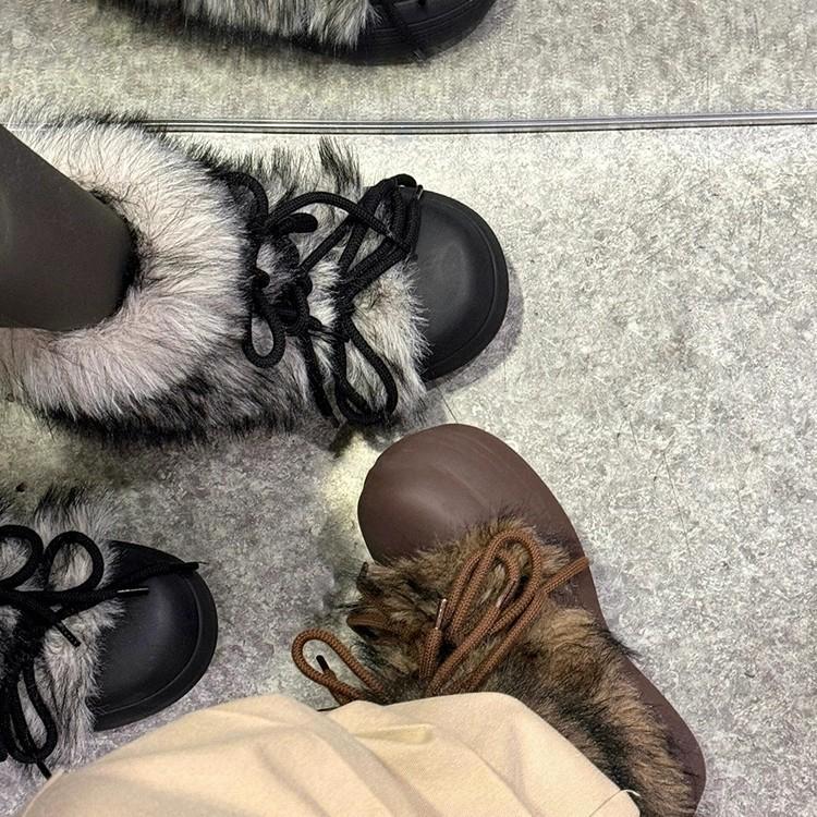 Niche Design Sense Fleece Thickened Snow Boots Women's Winter New Round Head Medium Tube Thick Bottom Heightening Warm Fluffy Boots