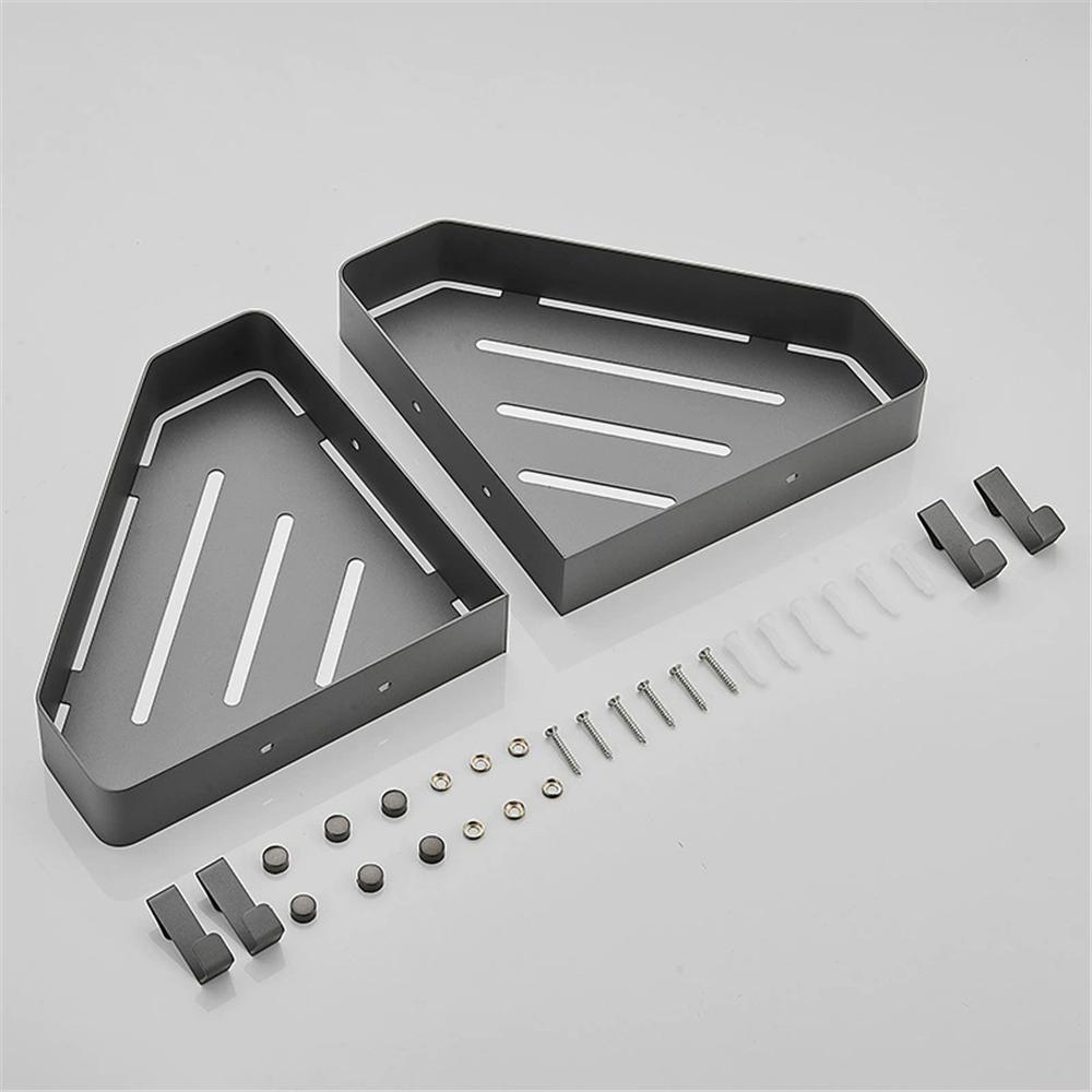 Black Bathrooom Storage Holder Grey Bathroom Shelf Wall Mounted Corner Shelf SUS304 Bath Shower Shelf Bath Shampoo Holder