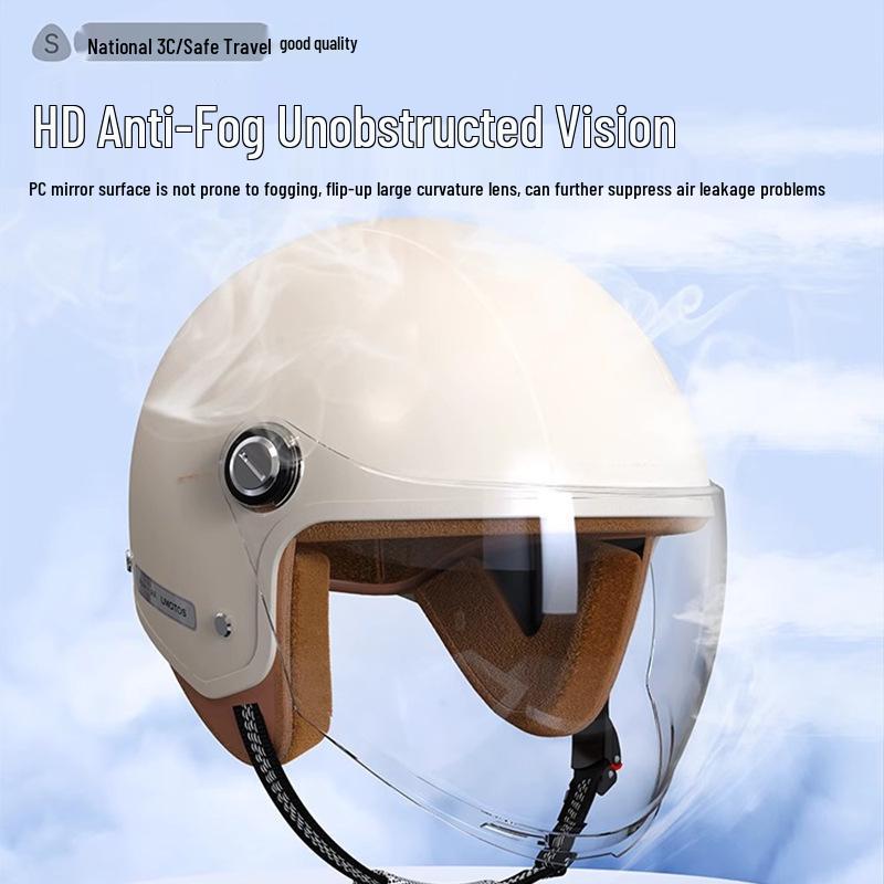 3C Certified National Standard Electric Scooter Helmet: Men's Transparent, All-Season, Universal Safety Half Helmet