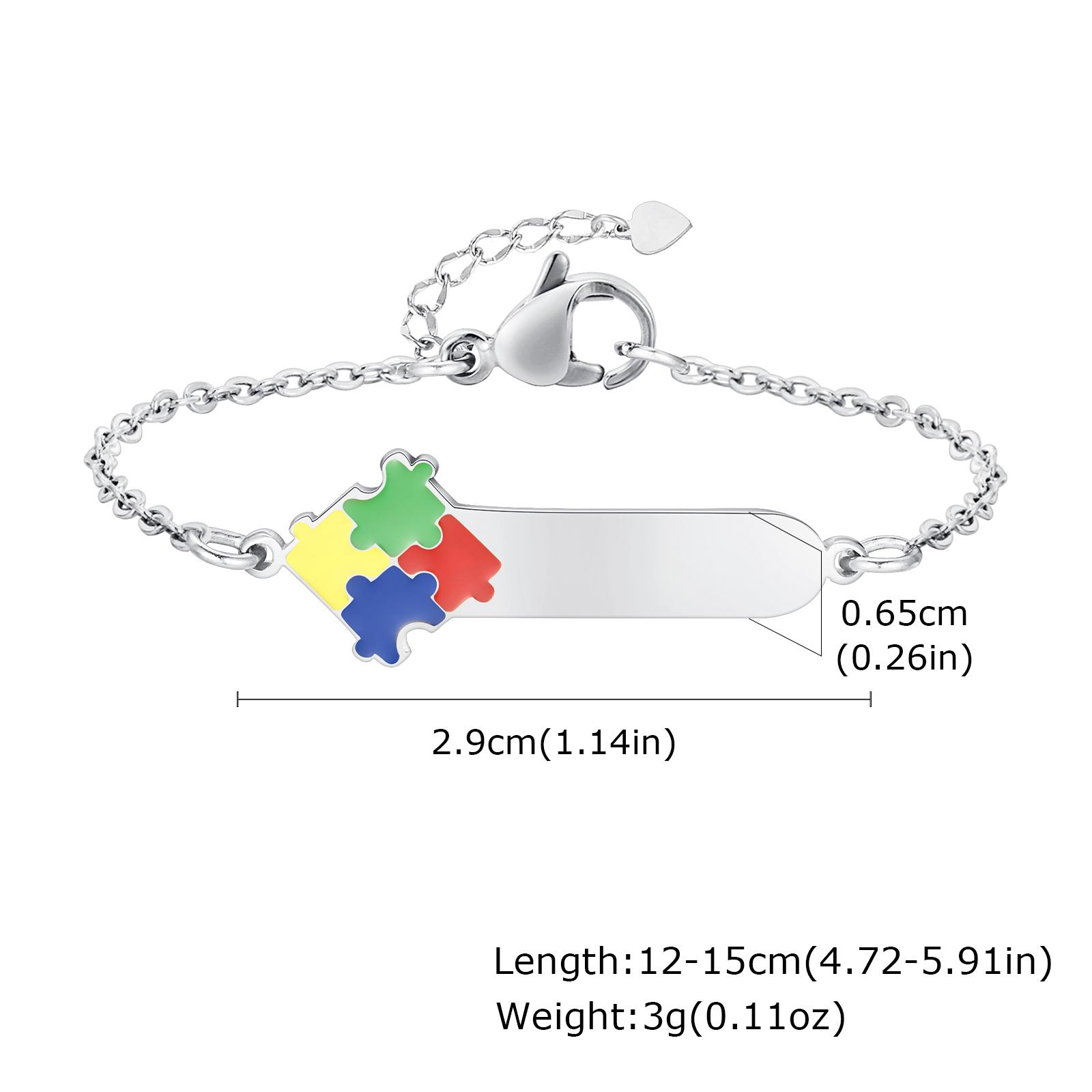 

Vnox Free Custom Autism Awareness Bracelets for Baby Girls Boys, Smooth Stainless Steel ID Bangle, Emergency Reminder Jewelry Write Front