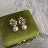 Spring Fashion Sweet Silver Needle Enamel Drop Glaze Hand Painted Cotton Pearl Earrings Earrings
