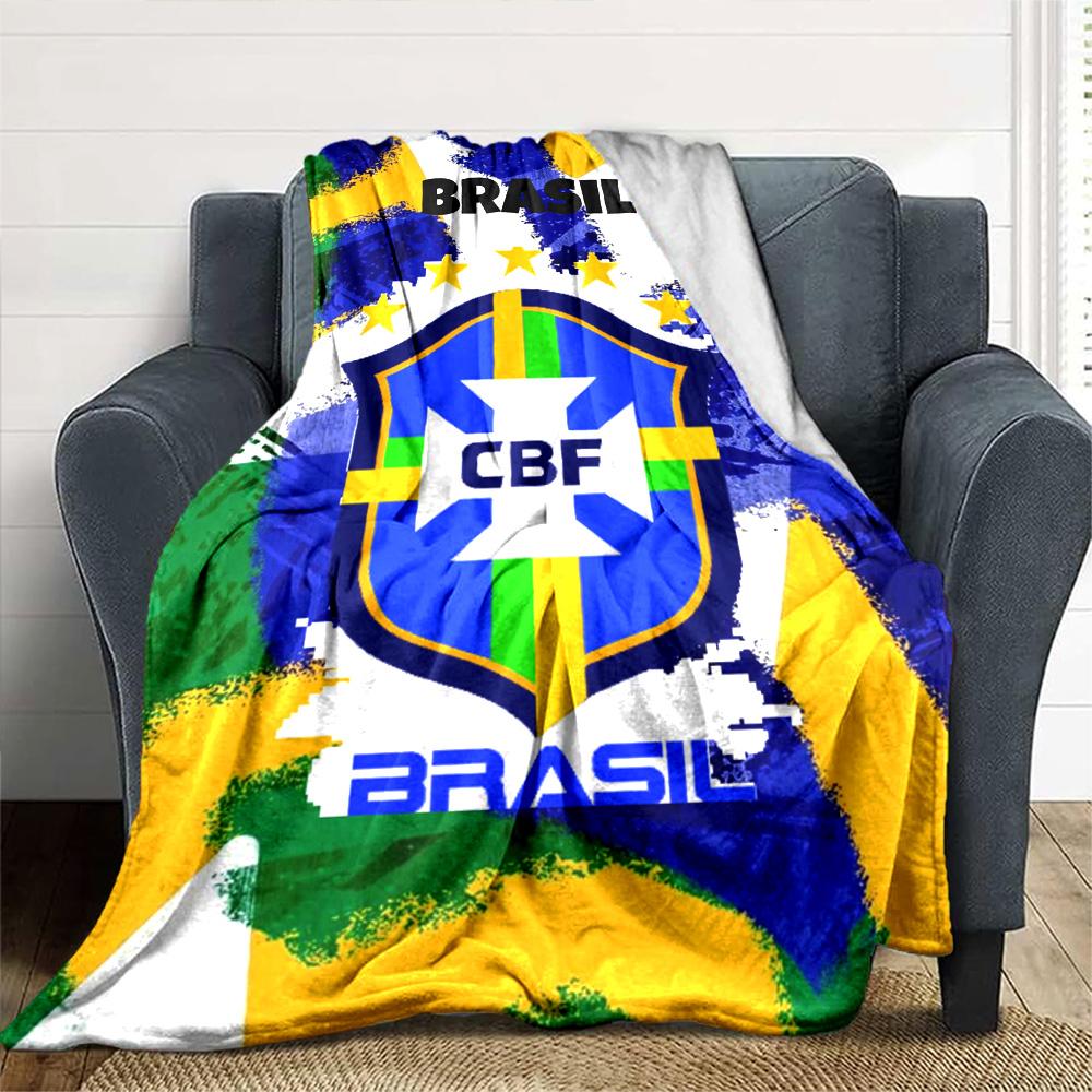 Brasil CBF Print Flannel Blanket High Quality Warm Comfortable Cover for All Seasons Perfect for Gifts Home Decor