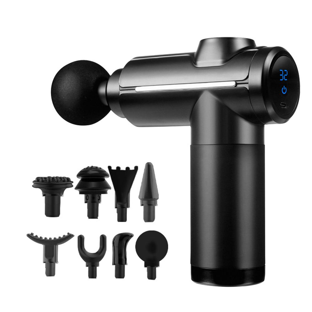 

Electric Muscle Relaxor Fascia Gun with 8 Heads Touch Screen Fitness Grade Neck Membrane Grabbing Device Massage Machine Vibrati чёрный