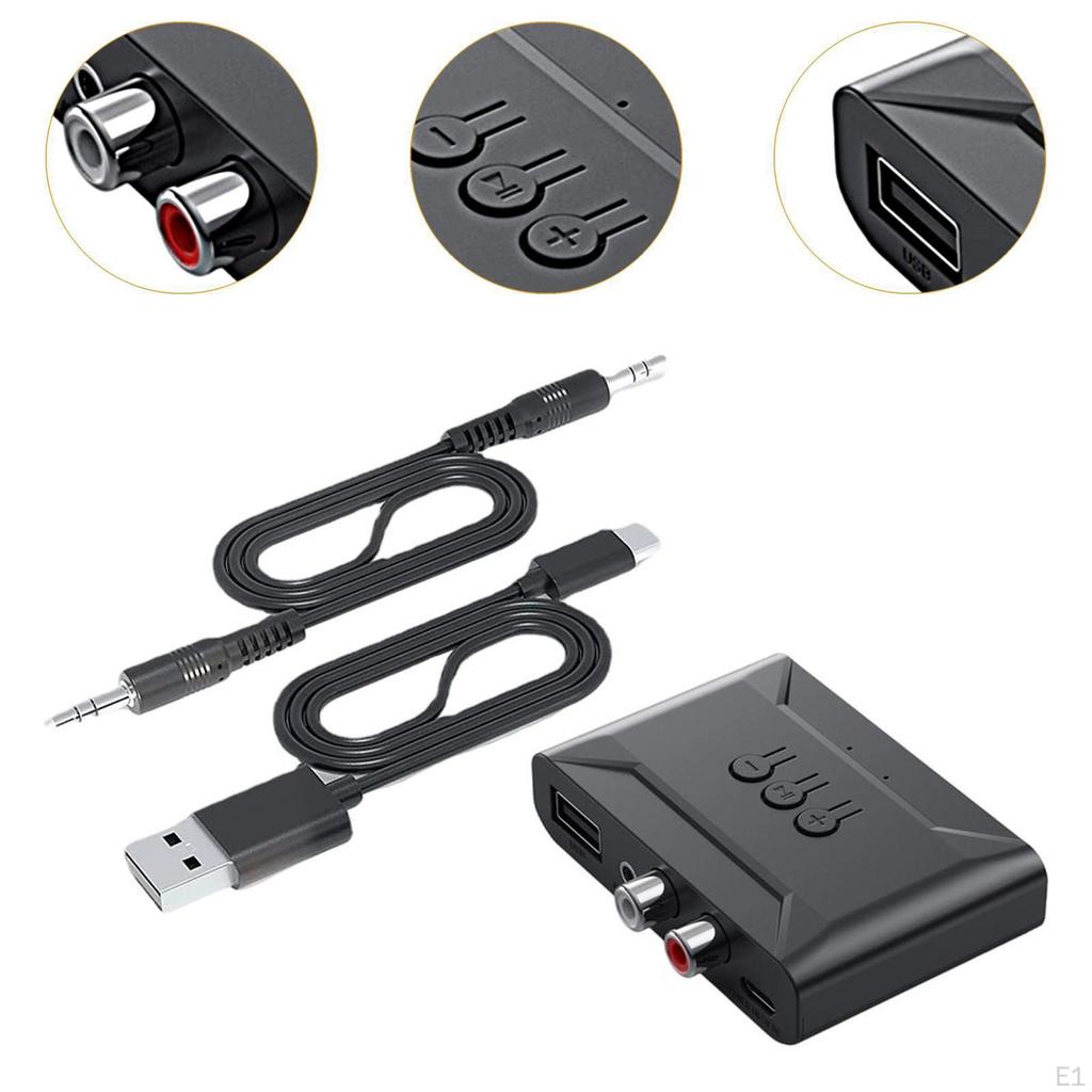 5.4 Audio Receiver Cordless Adapter Plug and Play Rechargeable RCA Adapters USB Stereo Music