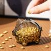 Visible Piggy Money Bank Transparent Glass Money Jar Golden Beans Container  Desktop Use