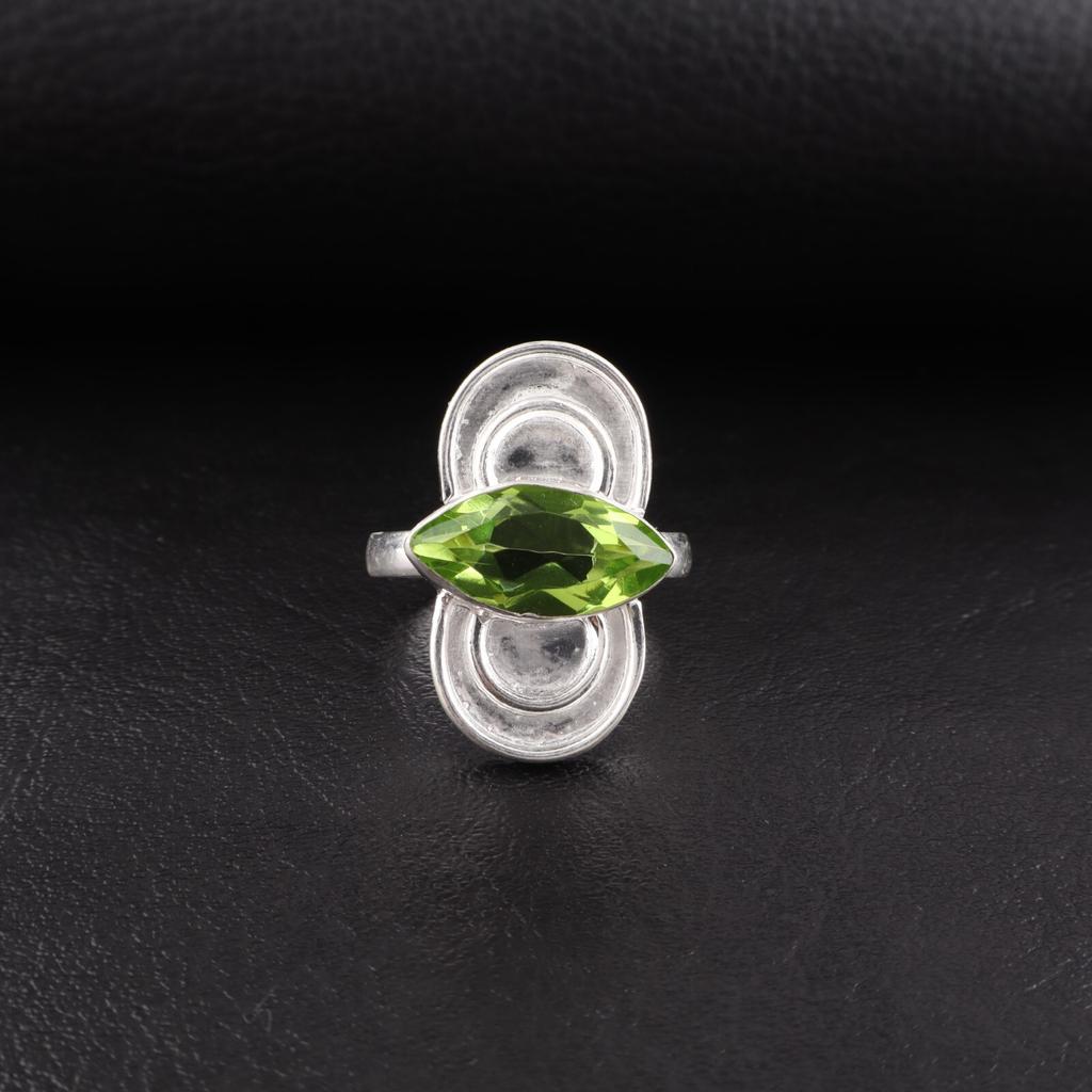 Peridot Gemstone 925 Sterling Silver Jewelry Handmade Ring For Engagement Gift RR-34-5