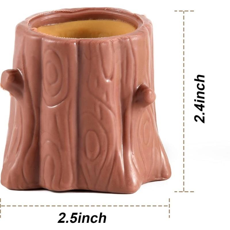 Squirrel Stress Relief Toy Stump Animal Squirrel Cup for Anxiety Relief, ADHD Squeeze Out The Surprises and Heal The Emotions