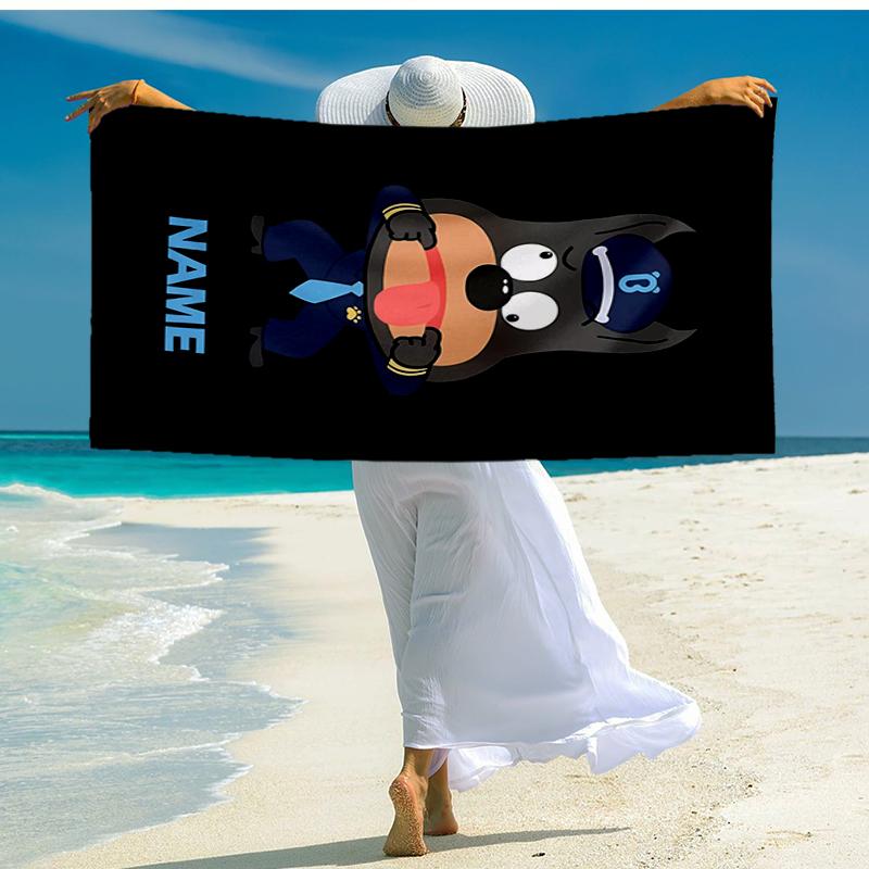 Custom Name Ultra-Soft Beach Towel with Sheriff Labrador Theme,Ideal for Pool - Camping, Diving - Perfect Travel Essential, Vibrant Beach Towel.