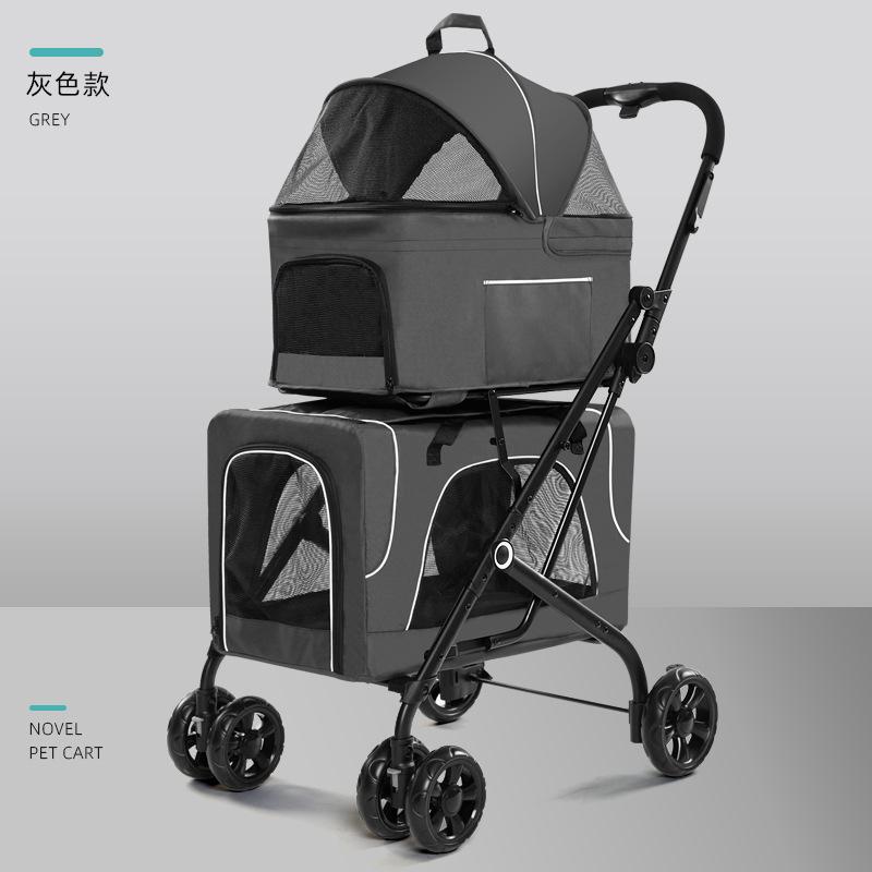 

Separate 2-layers Pet Stroller Lightweight Outdoor Dog Cart Multi-pet Stroller on Upper and Lower Floors Portable Dog Carriers
