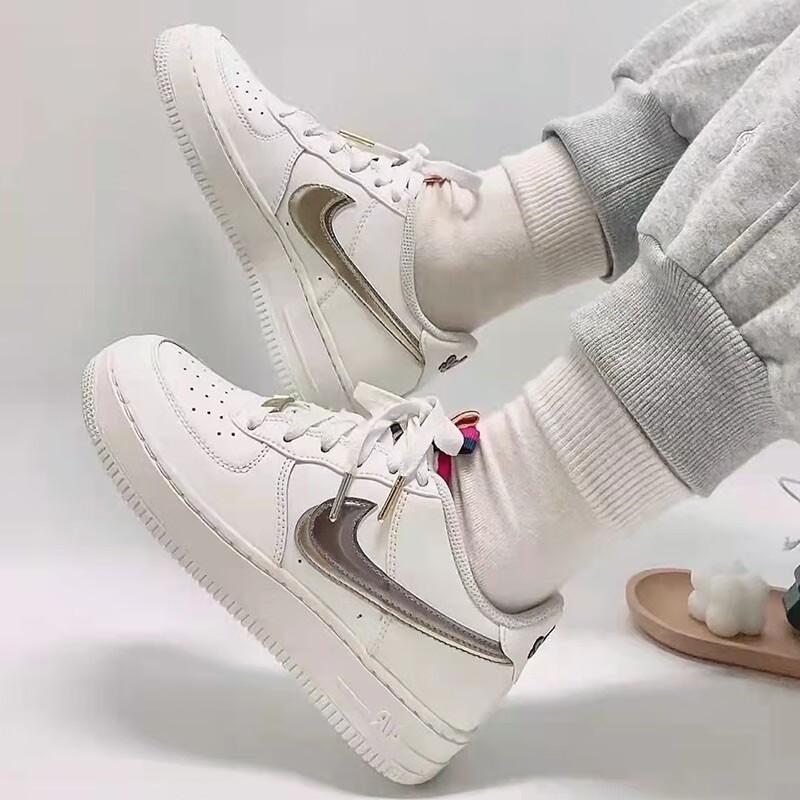 New Nike Air Force 1 LV8 Double Swoosh Silver Gold GS DH9595-001