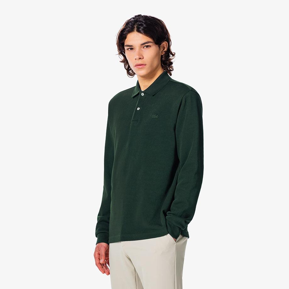Lacoste Men's Ribbed Long Sleeve Polo Shirt PH262E-55NYZP